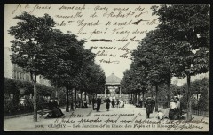 Carte postale ancienne Les Jardins de la Place des Fêtes et le Kiosque
                                                                     à Clichy
                                