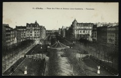 Carte postale ancienne Place des Fêtes et Avenue Léon-Gambetta - Panorama
                                                                     à Clichy
                                