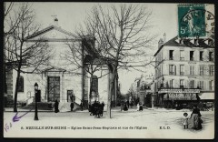 Eglise Saint-jean-Baptiste et rue de l'Eglise à Neuilly-sur-Seine