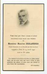 Image mortuaire Maurice Deslandres (recto)