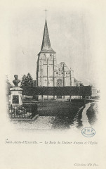 Le buste du docteur Auzoux et l'Eglise - Saint-Aubin-d'Ecrosville CIPA0810