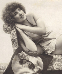 Model with Flapper Pillow and Pointy Shoes