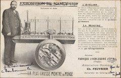 Exposition de Nancy 1909, La Plus Grosse Montre du Monde … Cp 1616 PsurR