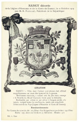 Nancy décorée de la Légion d'Honneur et de la Croix de Guerre, le 12 Octobre 1919 par M. R. Poincaré P-Fg-Cp-01656