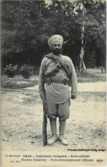 1914 French postcard of a Sikh Havaldar at Marseille, in the early days of the First World War -
													France
												