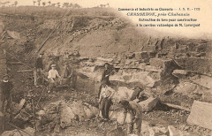 Chassenon-Extraction de lave pour construction à la carrière volcanique de M. Lavergnat -
													16 Charente
												