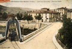 Arret du tramway au Pont de Pierre, Saint-Vallier-sur-Rhône, Drôme, France (carte postale - 1890) -
													26 Drôme
												