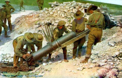 AustraliansLoading9.45inchMortarColouredPostcard1916 -
													France
												