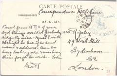 Postcard from Margaret Ripley to her mother, sent 21 February 1915  -
													59 Nord
												