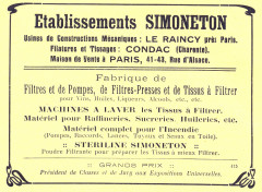 Ets Simoneton 1922 -
													93 Seine Saint Denis
												