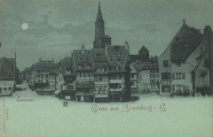 Straßburg i. E., Elsass-Lothringen - Rubenplatz mit Münsterturm im Hintergrund (Zeno Ansichtskarten)