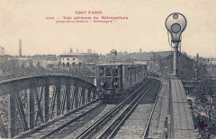 Carte postale ancienne Voie aérienne du Métropolitain prise de la Station Allemagne
                                                                     à Paris 19e
                                