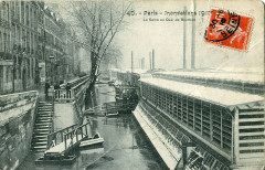 Paris - Inondations 1910 - La Seine au Quai Bourbon -Bateau lavoir-