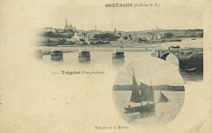 Tréguier - Vue générale bateaux sur la rivière à Tréguier