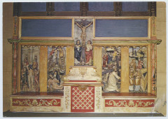 35 - Champeaux - L'Eglise, ancienne Collégiale (XIVe-XVe s.) 3. Retable en bois polychrome.