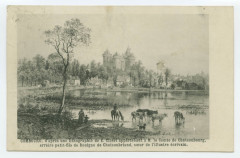 COMBOURG, d'après une lithographie de E. Ciceri appartenant à M. le Comte de Chateaubourg, arrière petit-fils de Bénigné de Chateaubriand, soeur 