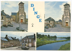 Dinge - 35 - La place du centre, l'église et la Plouzière.