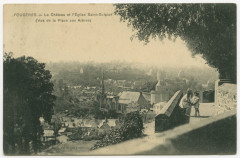 Fougeres _ Le Château et l'Eglise Saint-Sulpice (Vus de la Place aux Arbres).