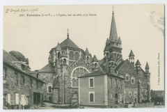 2387.Tinteniac (I.-et-V.) - L'Eglise, vue de côté, et la Mairie.