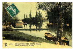 Rhône Belleville-sur-Saône Etude artistique sur la Saône barques