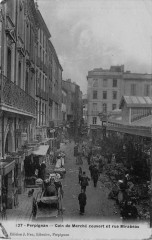 Perpignan Coin De Marche Couvert Et Rue Mirabeau (cpa Fau émail à Perpignan