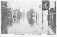 Carte postale ancienne Paris inondé (janvier 1910) - Quai de la Rapée
                                                                     à Paris 12e
                                