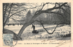 Carte postale ancienne Bois de Boulogne - Le Grand Lac en Hiver
                                                                     à Paris 16e
                                