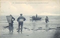 Scenes De Plage Arrivee Des Canots Apportant Le Poisson