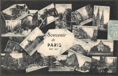 Carte postale ancienne Souvenir de Paris - XIXe Arrondissement
                                                                     à Paris 19e
                                