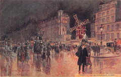 Carte postale ancienne Le Moulin-Rouge, le soir
                                                                     à Paris 9e
                                