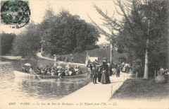 Carte postale ancienne Le Lac du Bois de Boulogne - Le départ pour l'Ile
                                                                     à Paris
                                
