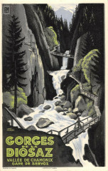 Cpa Illustrateur Pl.m Affiche Gorges De La Diosaz Valle Chamonix