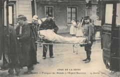 Crue de la Seine - Transport des Malades de l'Hôpital Boucicaut - 29 Janvier 1910 à Paris 15e