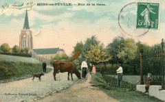 Mons En Pevele Rue De La Gare (belle cpa animée