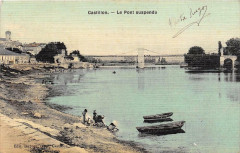 Castillon Le Pont Suspendu (cpa toilée émaillée