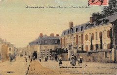 Chateau Du Loir Caisse D´EPARGNE Et Route De La Gare (cpa toilée émaillée -
													72 Sarthe
												