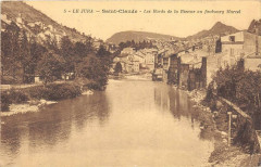 Carte postale ancienne Saint-Claude Les Bords de la Bienne au faubourg Marcel
                                                                     à Saint-Claude
                                