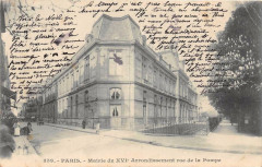 Carte postale ancienne Mairie du XVIe Arrondissement rue de la Pompe
                                                                     à Paris 16e
                                