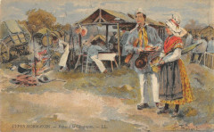 Cpa Illustrateur Types Normands Repas A La Campagne