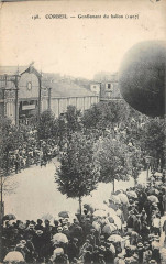Corbeil Gonflement Du Ballon 1907 (cliché pas courant Montgolfiere