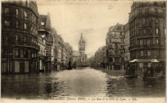Carte postale ancienne Inondations de Paris (Janvier 1910) - La Rue et la Gare de Lyon
                                                                     à Paris 12e
                                