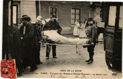 Carte postale ancienne Crue de la Seine - Transport des Malades de l'Hôpital Boucicaut - 29 Janvier 1910
                                                                     à Paris 15e
                                
