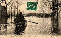 Inondations de Paris (Janvier 1910) - Boulevard Diderot vers le Quai de la Rapée à Paris 12e