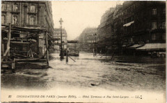 Paris Hotel Terminus et Rue Saint-Lazare Inondations 1910 à Paris