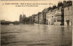 Paris Le Quai de la Tournelle envahi Inondations 1910 à Paris