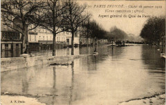 Carte postale ancienne Paris inondé - Cliché 28 janvier 1910 - Aspect général du Quai de Passy
                                                                     à Paris 16e
                                