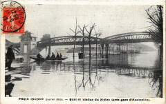 Paris Quai et Viaduc du Metro Austerlitz Inondations 1910 à Paris