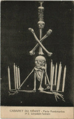 Carte postale ancienne Montmartre - Cabaret du Néant - Lampadaire funéraire
                                                                     à Paris 18e
                                