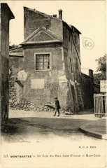 Carte postale ancienne Montmartre - Un coin des rues du Mont-Cenis et Saint-Vincent
                                                                     à Paris 18e
                                