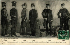 Carte postale ancienne Uniformes successifs portés par les élevés des Ecoles d'Arts et Métiers depuis la fondation à nos jours
                                                                     à Paris 13e
                                